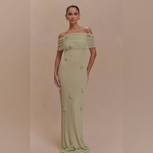 Brynn Orchid Knit Maxi Dress - Pastel Green